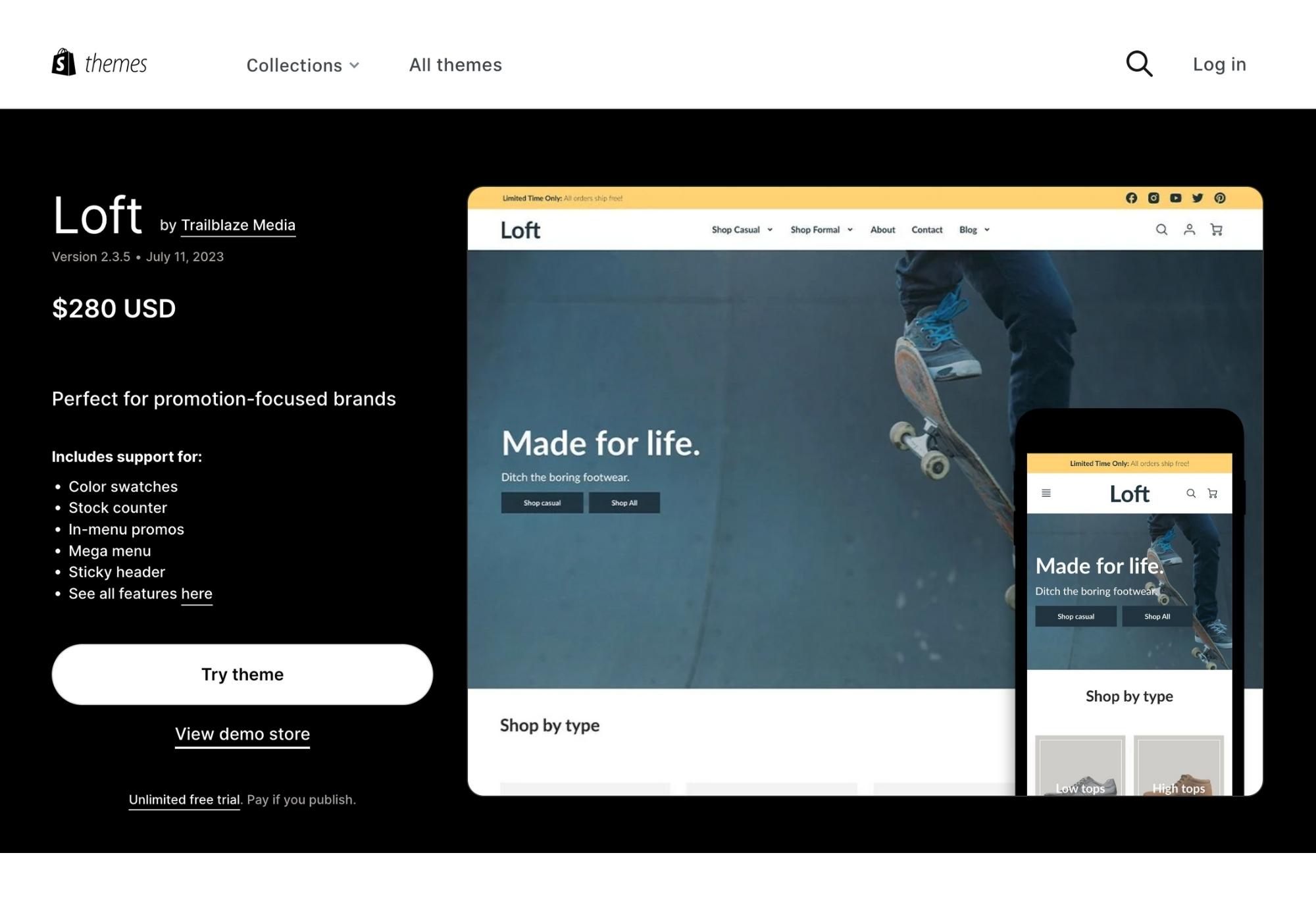 loft theme shopify